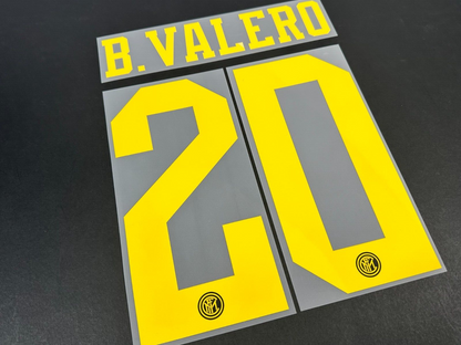 INTER MILAN THIRD 2019 - 2020 OFFICIAL B. VALERO 20 PLAYER SIZE NAMESET