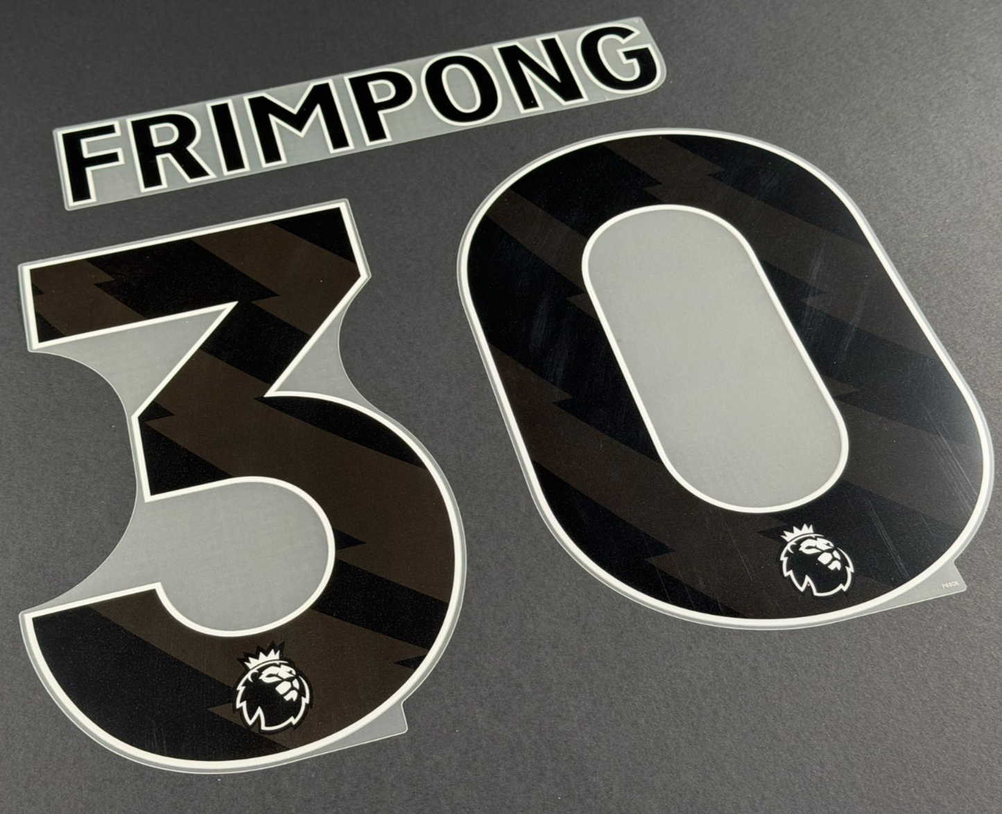 LIVERPOOL 25 26 FRIMPONG 30 OFFICIAL AVERY DENNISON BLACK PLAYER SIZE NAME SET