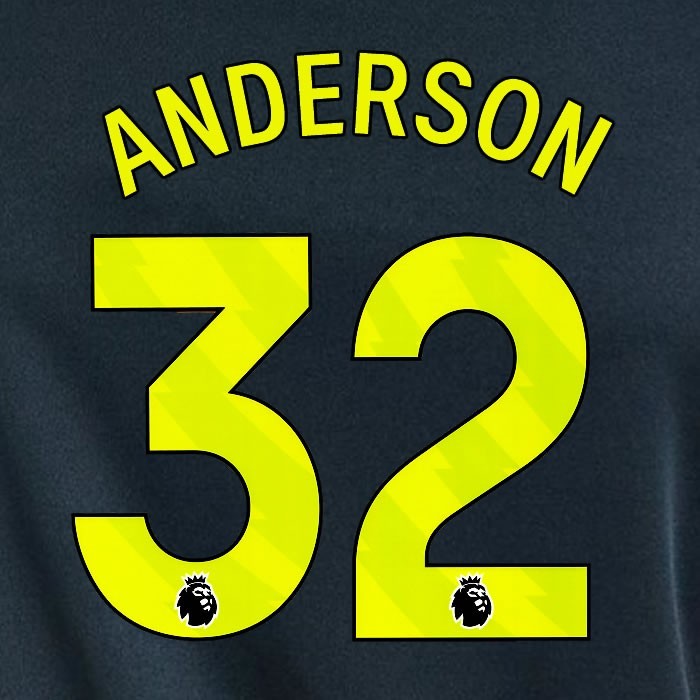 2023 2024 NEWCASTLE ANDERSON 32 OFFICIAL YELLOW 3rd PLAYER SIZE NAME SET