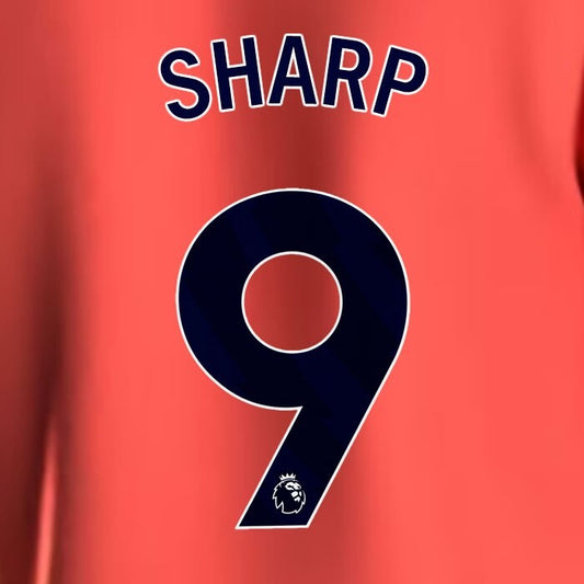 2023 2024 EVERTON SHARP 9 OFFICIAL BLUE AWAY PLAYER SIZE NAMESET