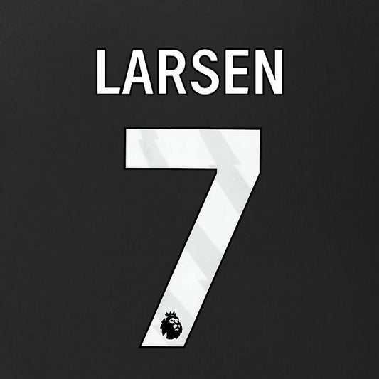 2025 2026 BURNLEY LARSEN 7 OFFICIAL WHITE 3RD PLAYER SIZE NAMESET
