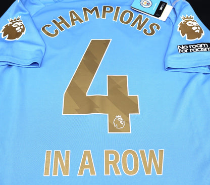 BNWT 23 24 MAN CITY PUMA HOME CHAMPIONS 4 IN A ROW + PATCHES SHIRT
