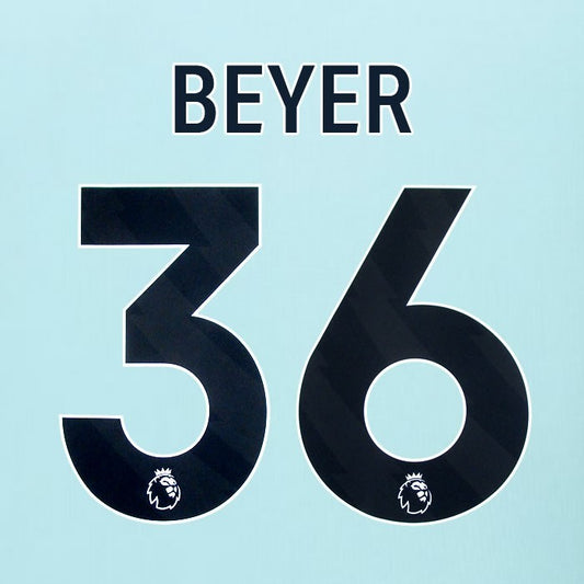 2025 2026 BURNLEY BEYER 36 OFFICIAL BLACK AWAY PLAYER SIZE NAMESET