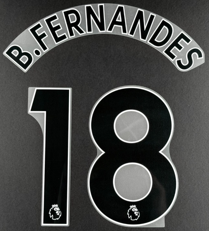MAN UTD 19/23 B. FERNANDES 18 OFFICIAL AVERY DENNISON BLACK PLAYER SIZE NAME SET