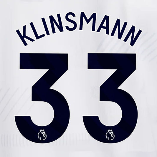 TOTTENHAM 2023/2024 KLINSMANN 33 AVERY DENNISON BLUE PLAYER SIZE NAME SET
