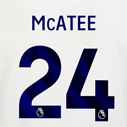 2025 2026 OFFICIAL NOTTINGHAM McATEE 24 BLUE AWAY PLAYER SIZE NAMESET
