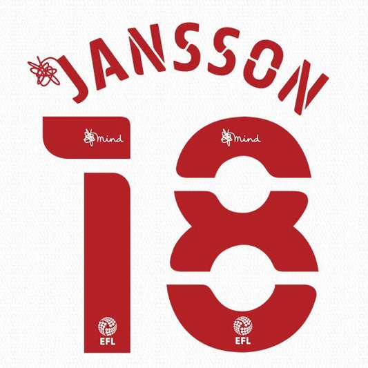 BRENTFORD 2020 2021 OFFICIAL JASSON 18 3RD PLAYER SIZE NAME SET
