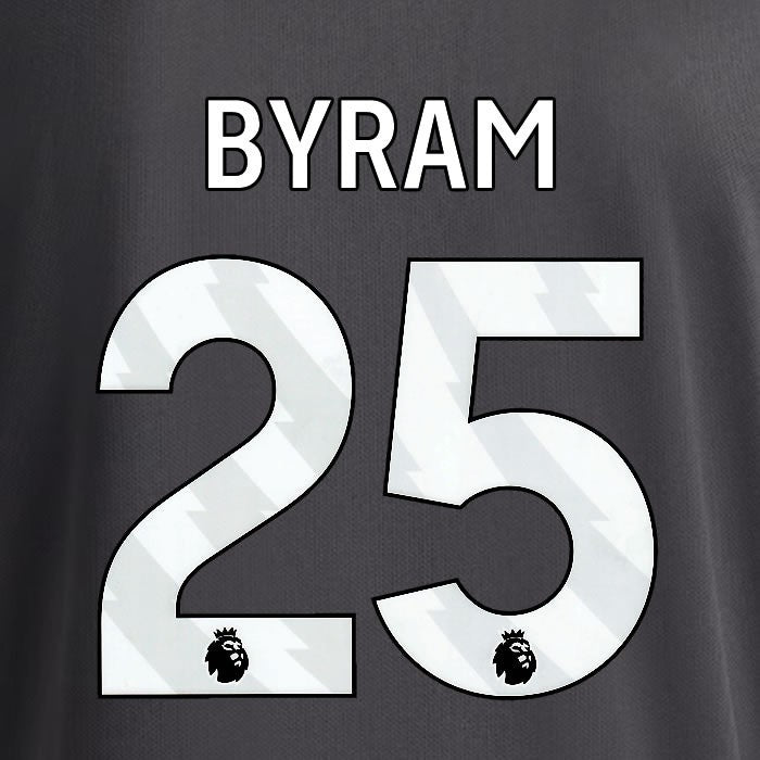 2025 2026 OFFICIAL LEEDS UNITED BYRAM 25 WHITE 3RD PLAYER SIZE NAMESET