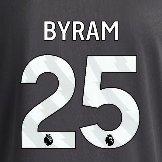 2025 2026 OFFICIAL LEEDS UNITED BYRAM 25 WHITE 3RD PLAYER SIZE NAMESET