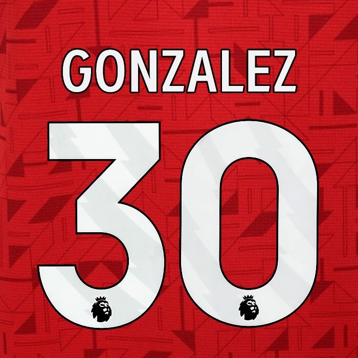 2023 2024 GONZALEZ 30 OFFICIAL AVERY DENNISON WHITE PLAYER SIZE NAME SET