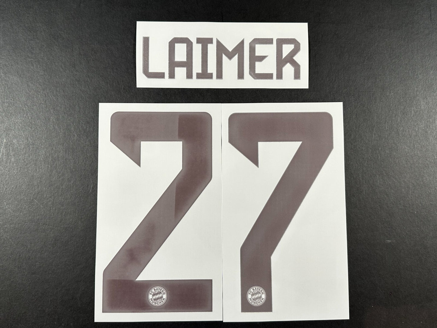 2024 2025 OFFICIAL BAYERN LAIMER 27 HOME DARK RED PLAYER SIZE NAMESET