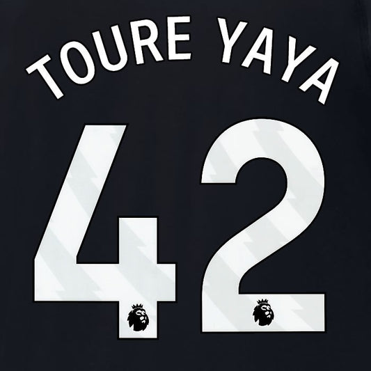 2023 2024 MAN CITY YAYA TOURE 42 WHITE 3RD PLAYER SIZE NAME SET