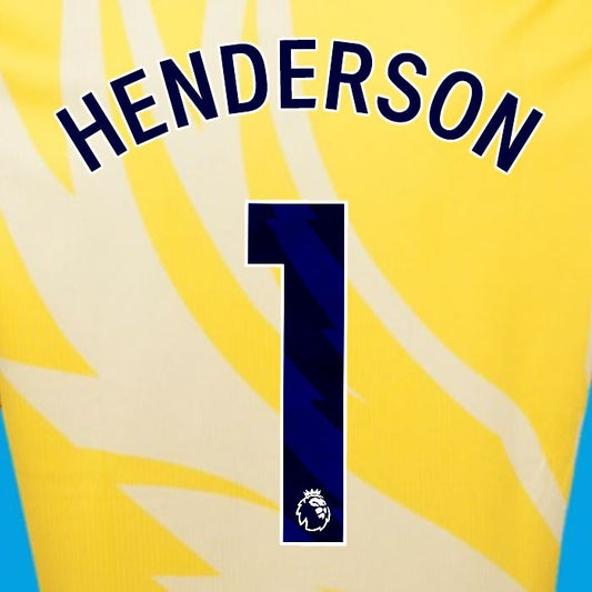 2024 2025 OFFICIAL CRYSTAL PALACE HENDERSON 1 BLUE AWAY PLAYER SIZE NAMESET