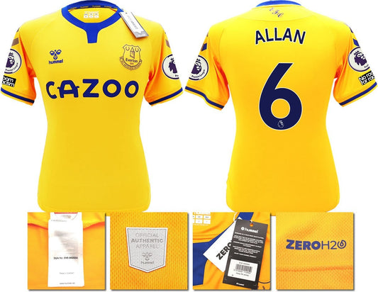 BNWT 2020 2021 HUMMEL EVERTON AWAY SHIRT MEN'S ALLAN 6 + PATCHES SIZE