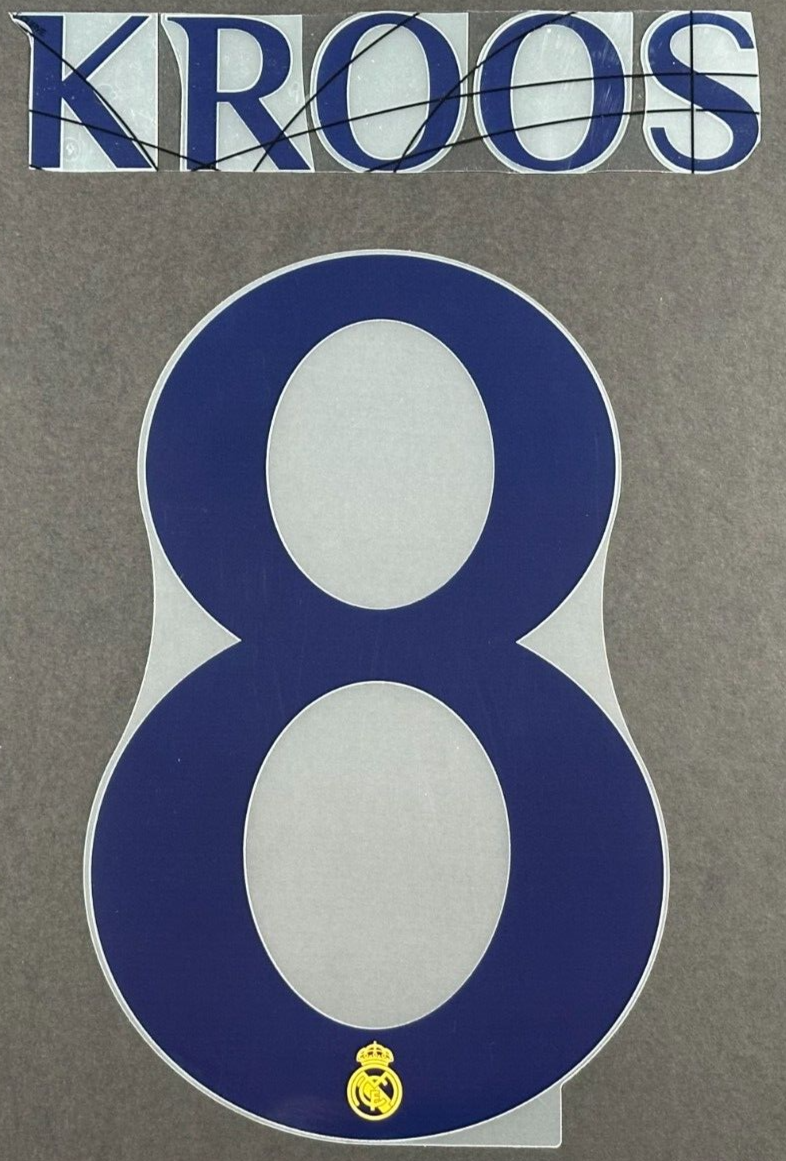 2023 2024 AVERY DENNISON REAL MADRID KROOS 8 HOME PLAYER SIZE NAMESET