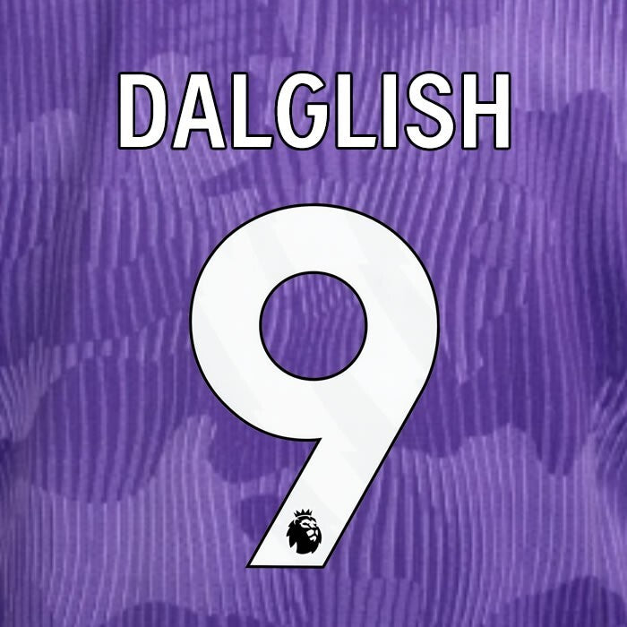 2023 2024 OFFICIAL LIVERPOOL DALGLISH 9 WHITE 3RD PLAYER SIZE NAMESET