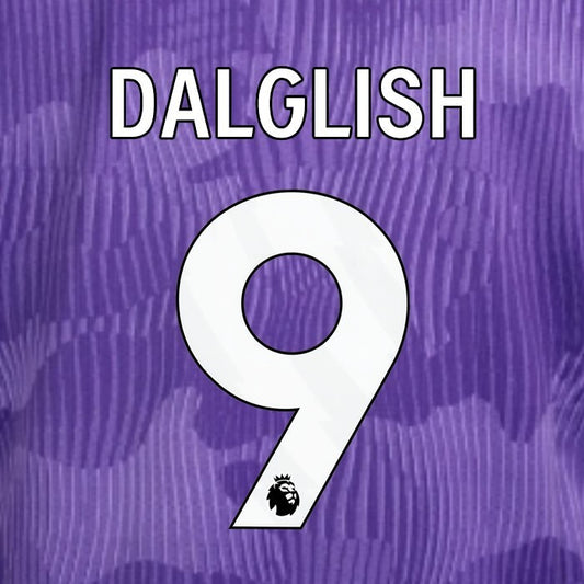 2023 2024 OFFICIAL LIVERPOOL DALGLISH 9 WHITE 3RD PLAYER SIZE NAMESET