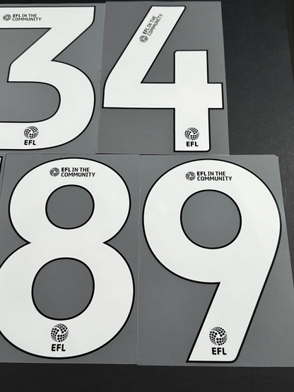 2025 2026 OFFICIAL EFL FOOTBALL LEAGUE WHITE PLAYER SIZE SHIRT NUMBERS