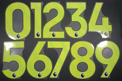 25 - 26 OFFICIAL  AVERY DENNISON PREMIER LEAGUE YELLOW PLAYER SIZE NUMBERS 250MM