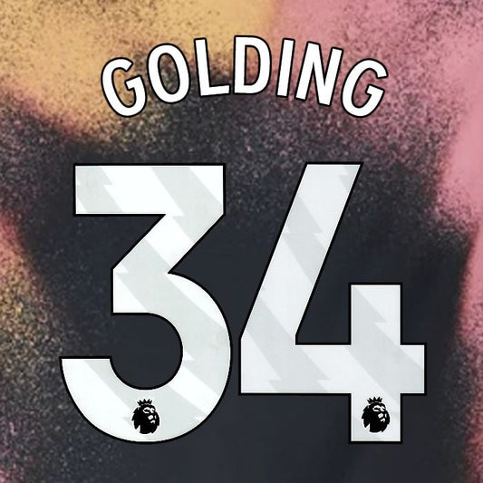 2024 2025 OFFICIAL LEICESTER CITY GOLDING 34 WHITE AWAY PLAYER SIZE NAME SET