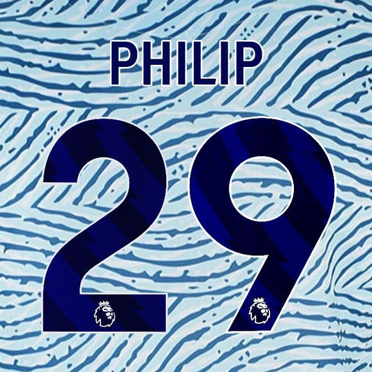 2023 2024 BOURNEMOUTH PHILIP 29 BLUE AWAY PLAYER SIZE NAME SET