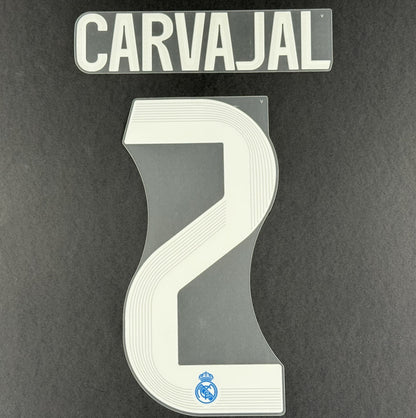 2025 2026 REAL MADRID CARVAJAL 2 OFFICIAL 3RD PLAYER SIZE NAMESET