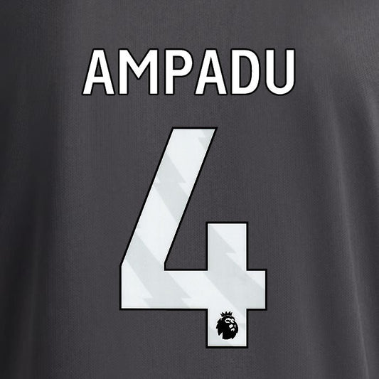 2025 2026 OFFICIAL LEEDS UNITED AMPADU 4 WHITE 3RD PLAYER SIZE NAMESET