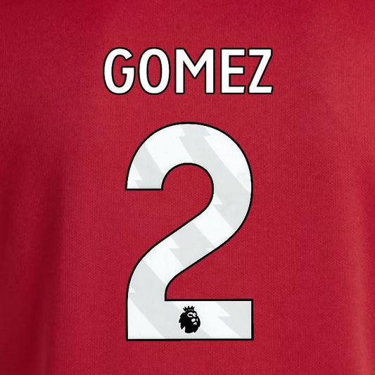 2025 2026 OFFICIAL LIVERPOOL GOMEZ 2 WHITE HOME PLAYER SIZE NAMESET