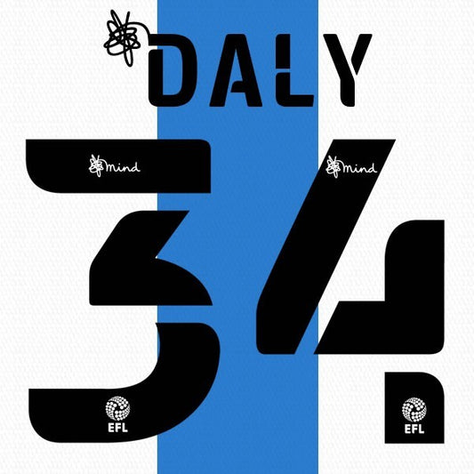 HUDDERSFIELD 2020 2021 OFFICIAL DALY 34 HOME PLAYER SIZE NAME SET
