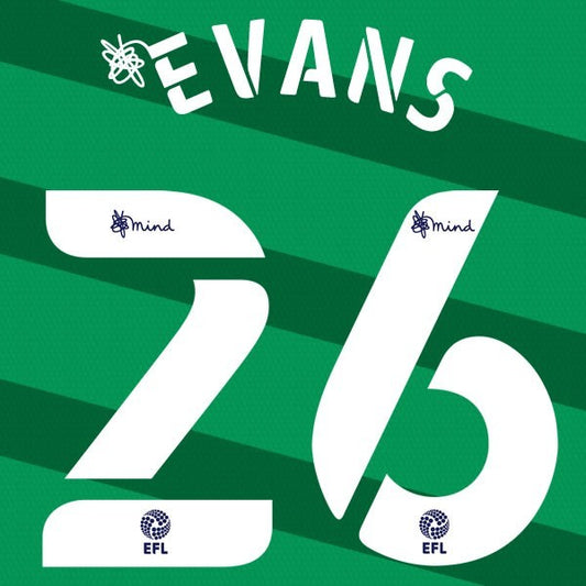 PRESTON 2020 2021 OFFICIAL EVANS 26 3RD PLAYER SIZE NAME SET