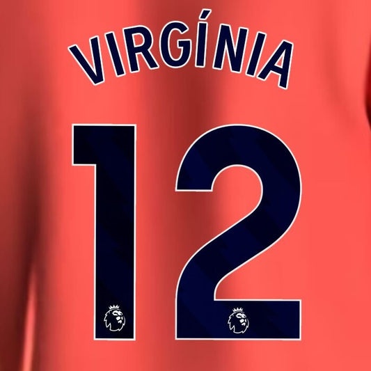 2023 2024 EVERTON VIRGINIA 12 OFFICIAL BLUE AWAY PLAYER SIZE NAMESET