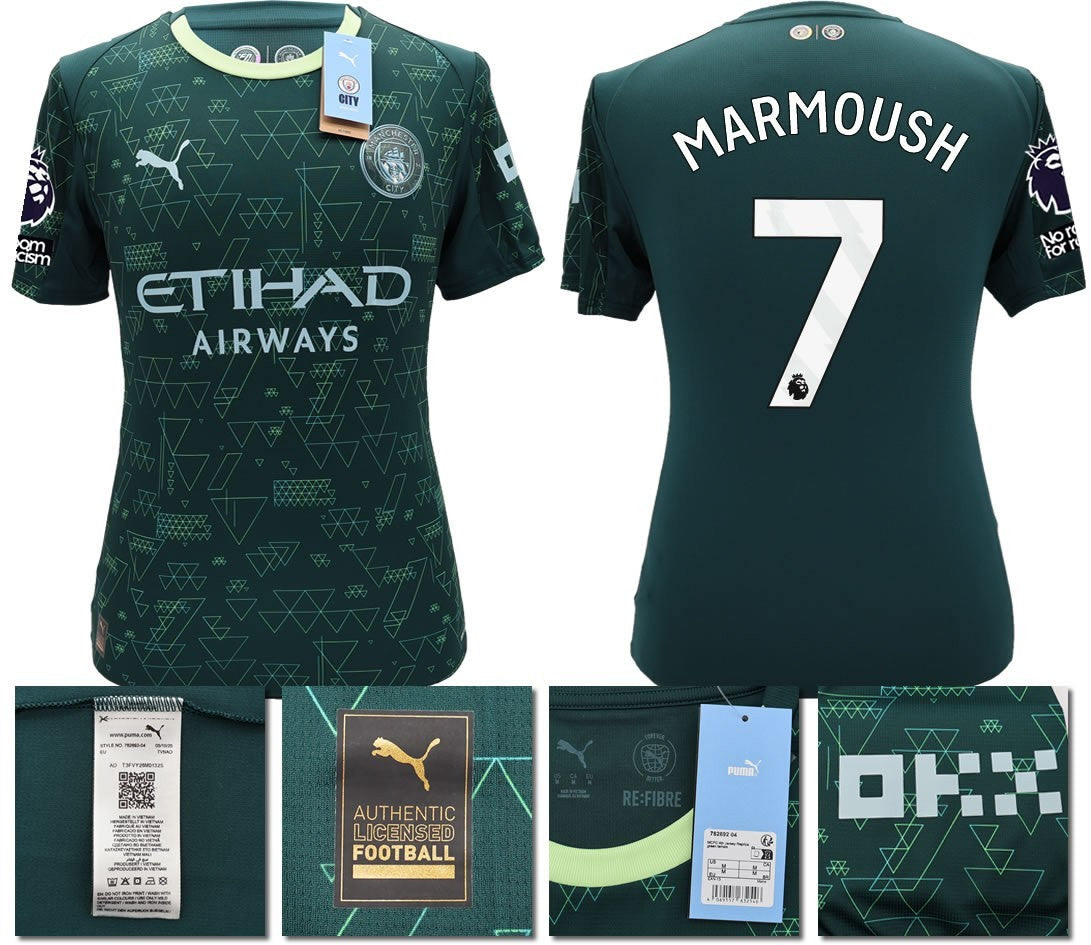 BNWT 25 26 MAN CITY PUMA 4TH MARMOUSH 7 + PATCHES FOOTBALL SHIRT