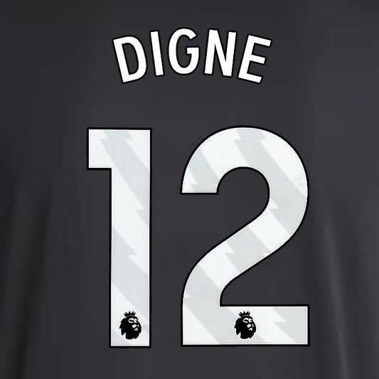 2025 2026 ASTON VILLA DIGNE 12 OFFICIAL WHITE AWAY PLAYER SIZE NAMESET
