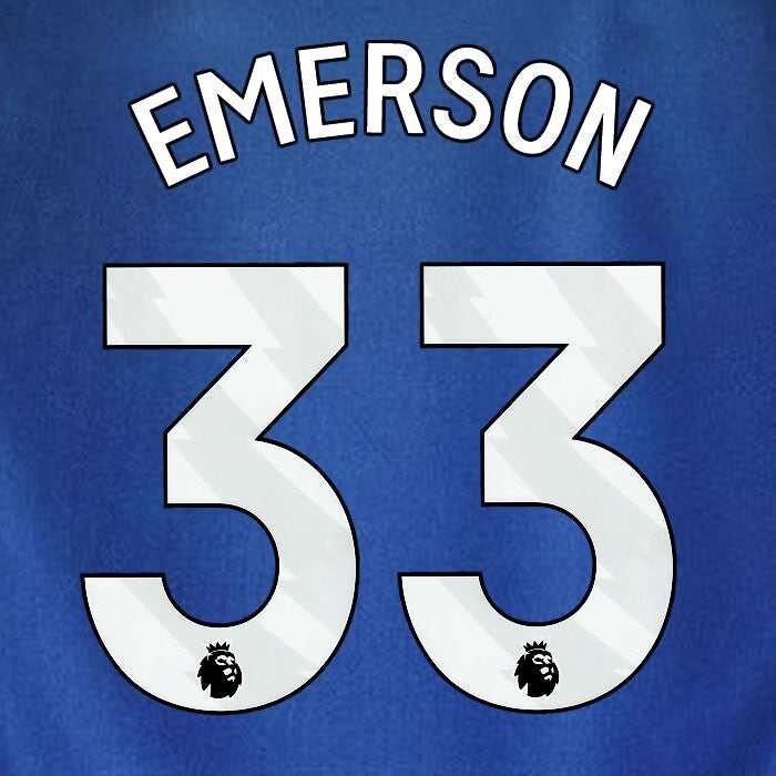 2023 2024 WEST HAM EMERSON 33 OFFICIAL 3RD WHITE PLAYER SIZE NAMESET