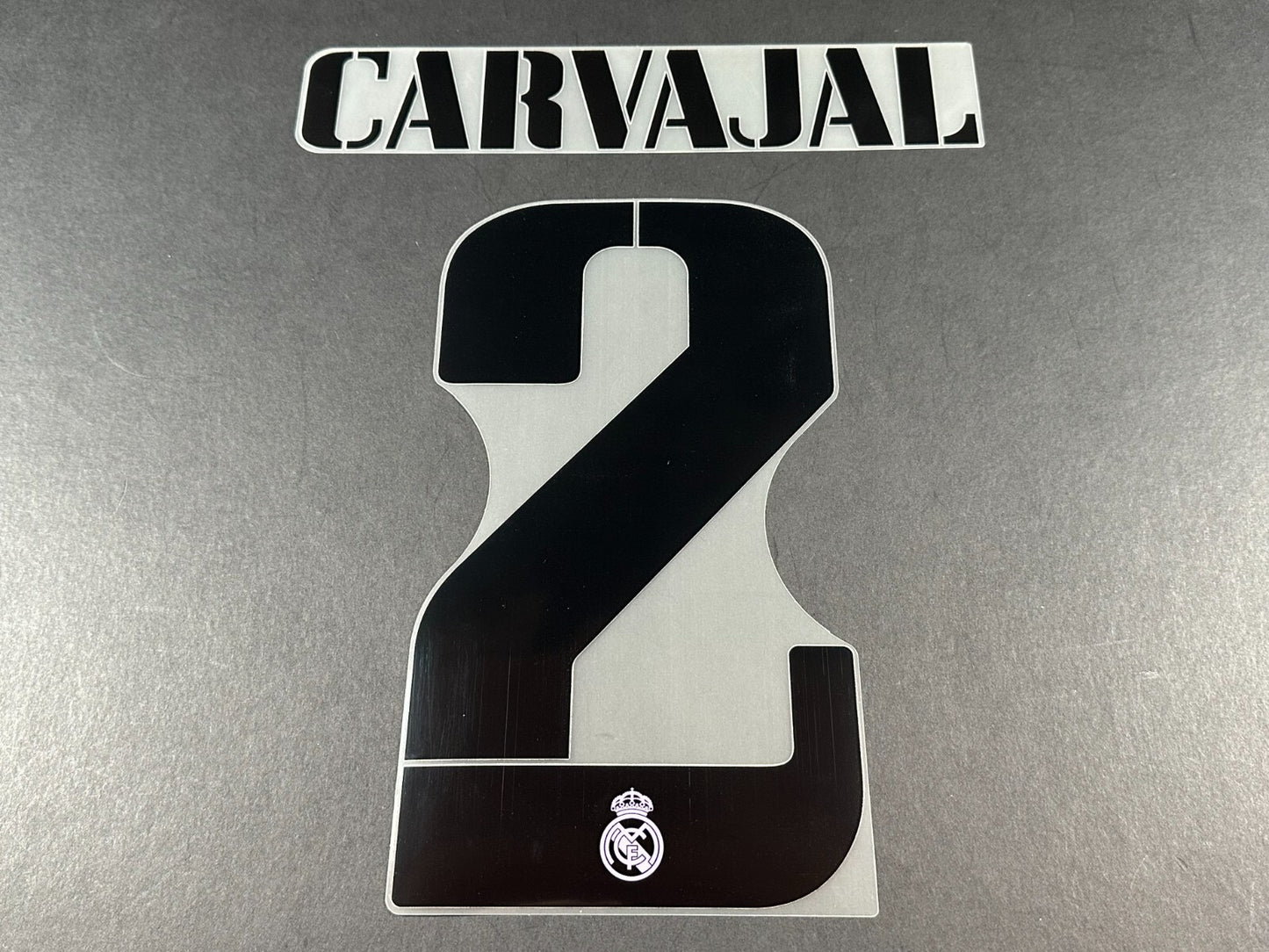 2022 2023 AVERY DENNISON REAL MADRID CARVAJAL 2 HOME BLACK PLAYER SIZE NAMESET