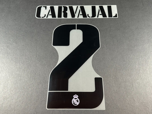 2022 2023 AVERY DENNISON REAL MADRID CARVAJAL 2 HOME BLACK PLAYER SIZE NAMESET
