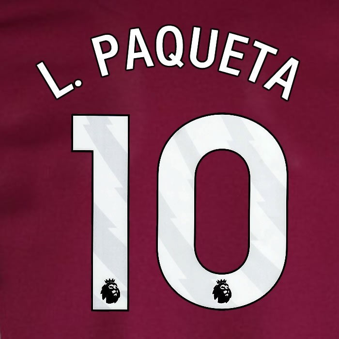 2024 2025 WEST HAM L. PAQUETA 10 OFFICIAL WHITE HOME PLAYER SIZE NAMESET
