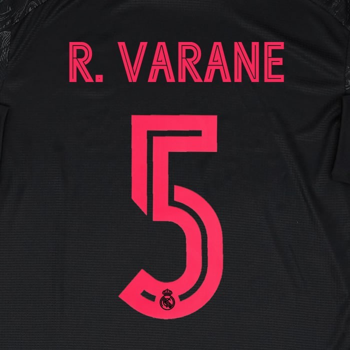 2020 2021 AVERY DENNISON REAL MADRID R. VARANE 5 3RD PINK PLAYER SIZE NAMESET