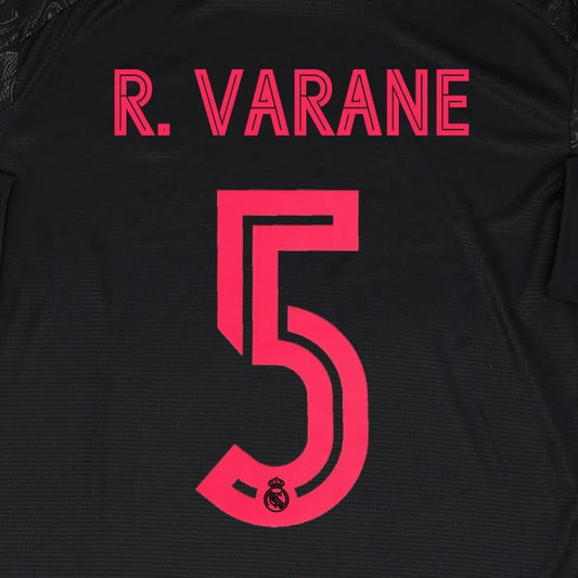 2020 2021 AVERY DENNISON REAL MADRID R. VARANE 5 3RD PINK PLAYER SIZE NAMESET