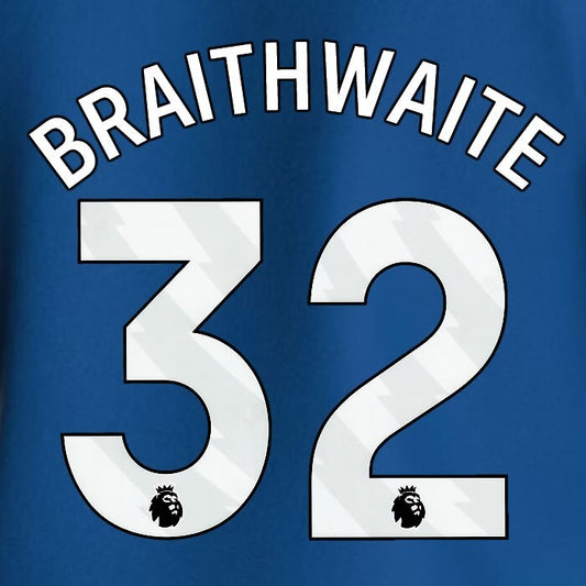 2023 2024 EVERTON BRAITHWAITE 32 OFFICIAL WHITE HOME PLAYER SIZE NAMESET