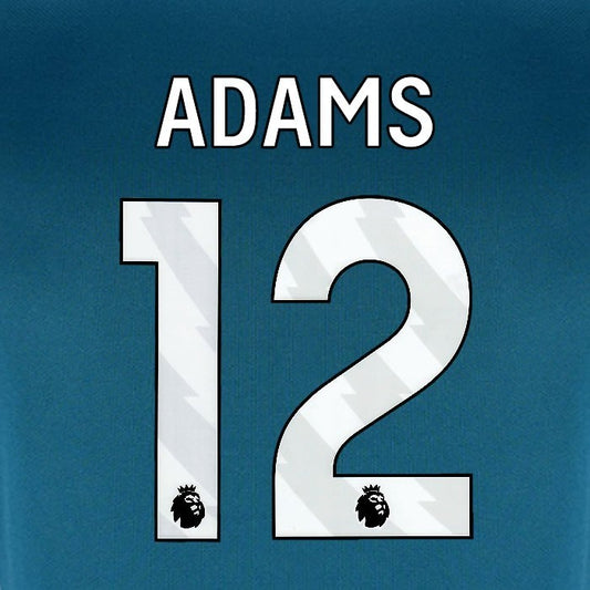 2024 2025 BOURNEMOUTH ADAMS 12 WHITE 3RD PLAYER SIZE NAME SET