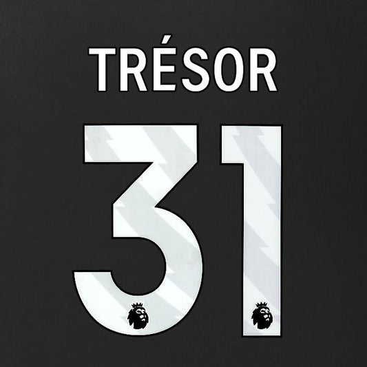 2025 2026 BURNLEY TRESOR 31 OFFICIAL WHITE 3RD PLAYER SIZE NAMESET