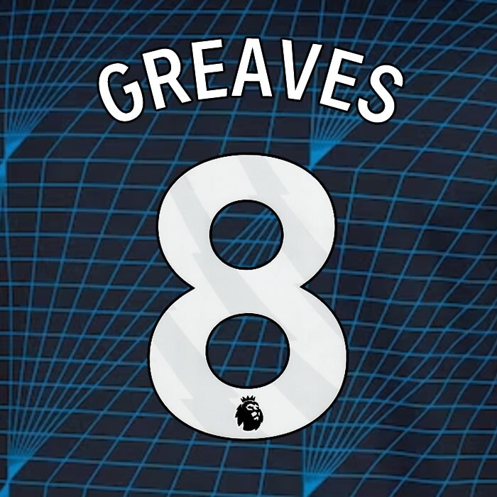 2023 2024 OFFICIAL CHELSEA GREAVES 8 WHITE AWAY PLAYER SIZE NAMESET