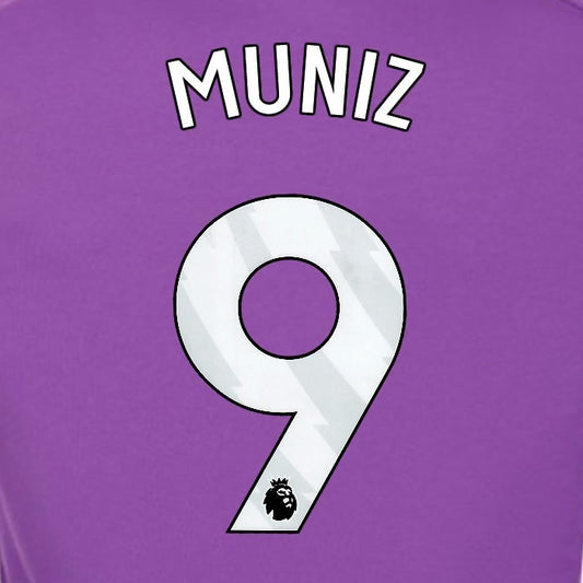 2024 2025 OFFICIAL FULHAM MUNIZ 9 WHITE 3RD PLAYER SIZE NAMESET