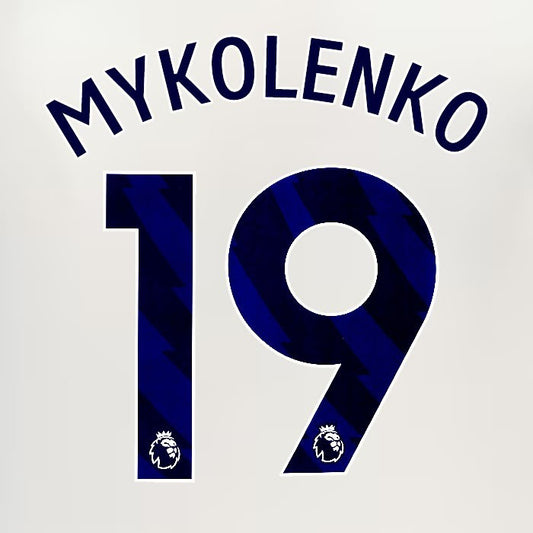 2024 2025 EVERTON MYKOLENKO 16 OFFICIAL BLUE 3RD PLAYER SIZE NAMESET