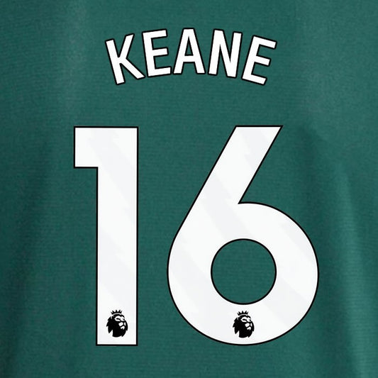MAN UTD 2023 - 2024 KEANE 16 OFFICIAL AVERY DENNISON WHITE PLAYER SIZE NAME SET