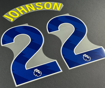 2025 / 2026 TOTTENHAM JOHNSON 22 YELLOW / BLUE THIRD PLAYER SIZE NAME SET