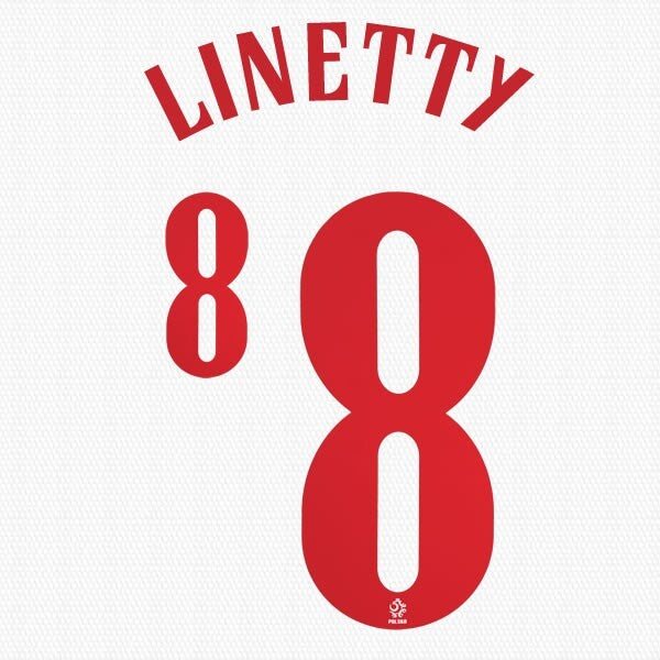 2020 2021 OFFICIAL POLAND LINETTY 8 HOME RED PLAYER SIZE NAMESET