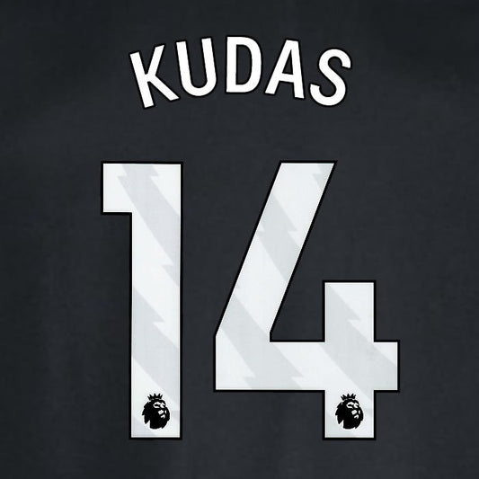 2024 2025 WEST HAM KUDUS 14 OFFICIAL WHITE AWAY PLAYER SIZE NAMESET