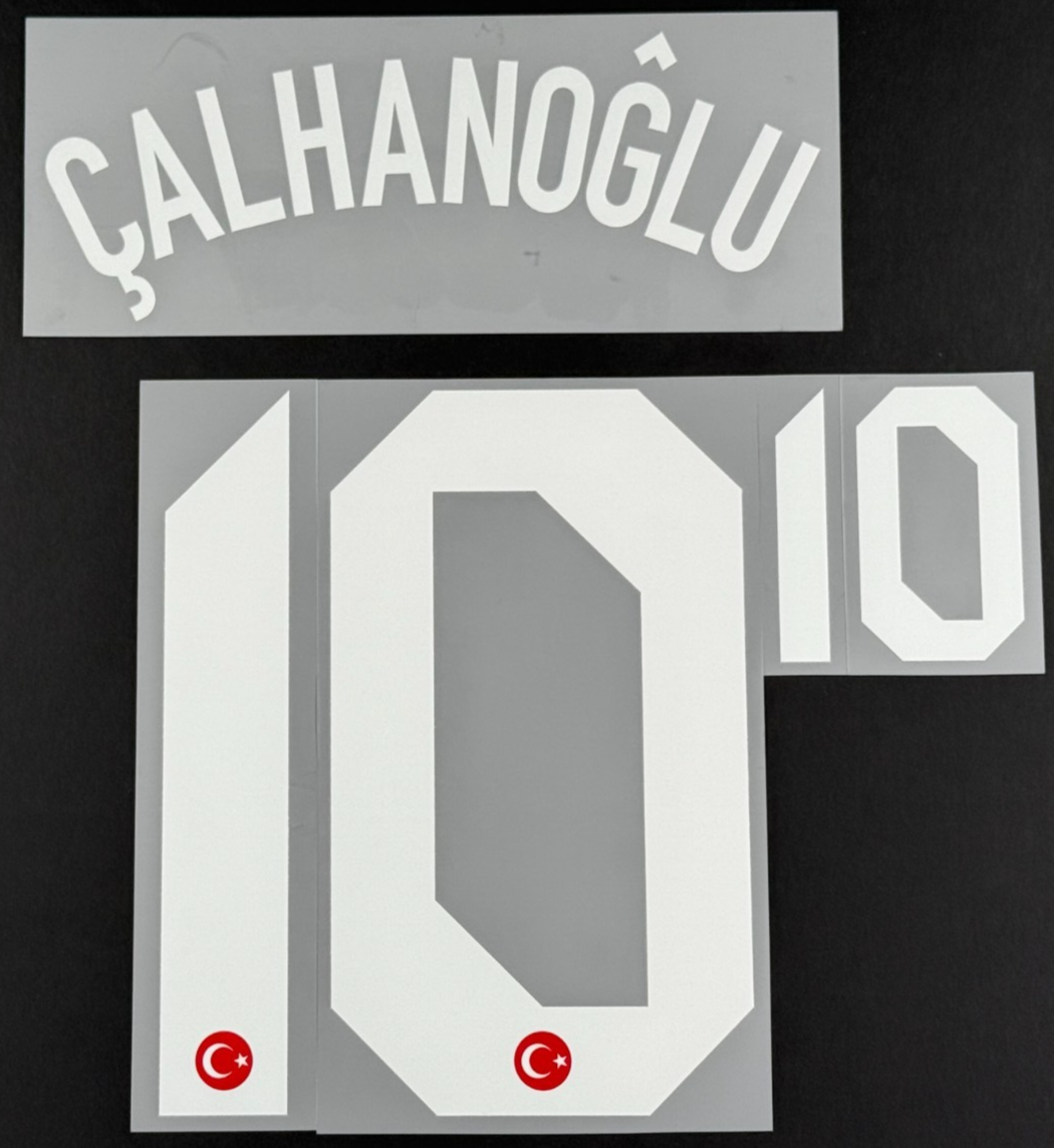 TURKEY 2020-2021 OFFICIAL CALHANOGLU 10 HOME WHITE PLAYER SIZE NAME SET